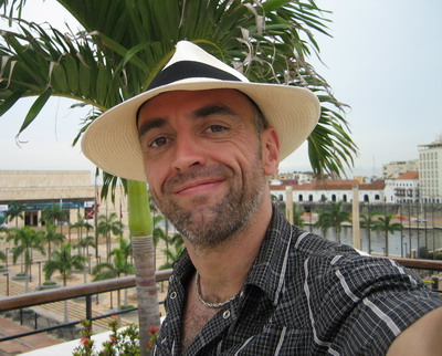 Tony on the roof of the Monterrey Hotel in Cartagena, Colombia
